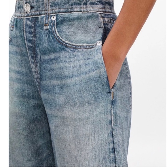 rag & bone Denim Blue Wide Leg Sweat Jeans - Picture 2 of 5